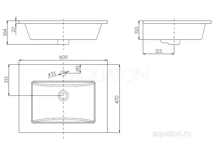 Мебельная раковина AQUATON Квадро 60