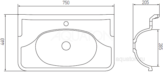 Мебельная раковина AQUATON Венеция 75