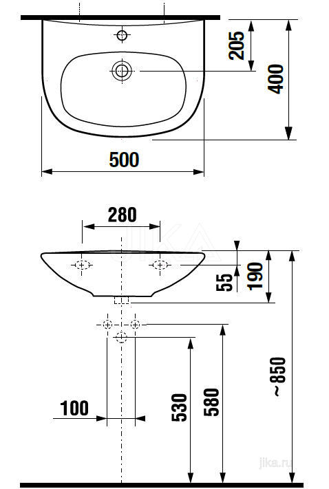 Раковина Jika Zeta 50 1039.0