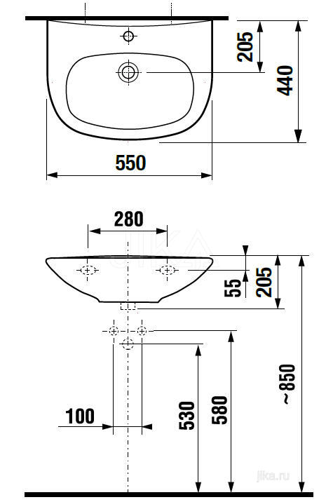 Раковина Jika Zeta 55 1039.1