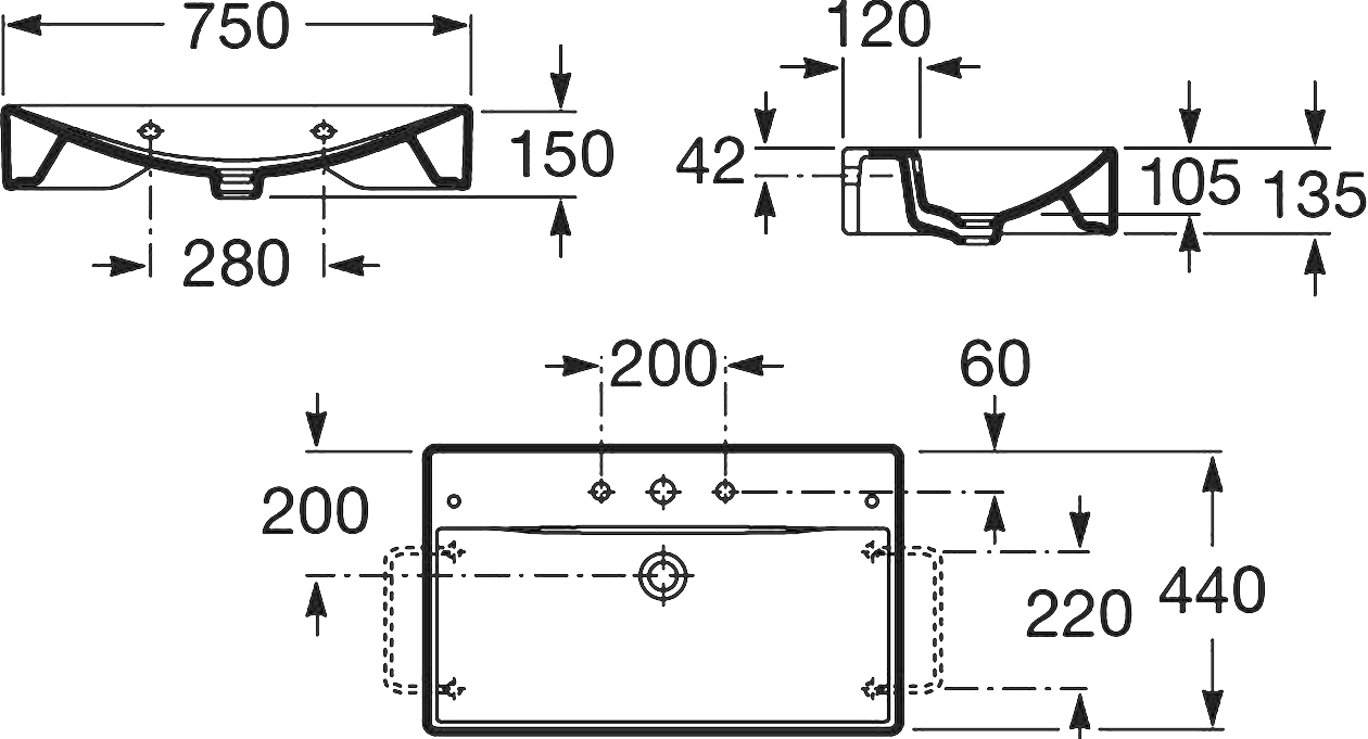 Раковина Roca Diverta 327110000 75 см