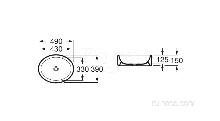 Раковина Roca Fuego 32722E000 49 см