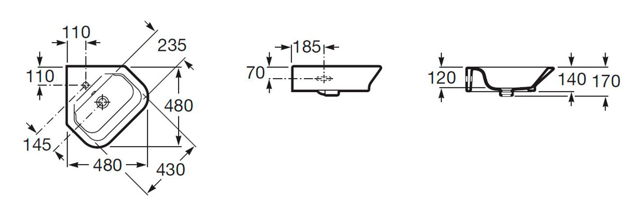 Раковина Roca Gap 32747R000 угловая 48 см