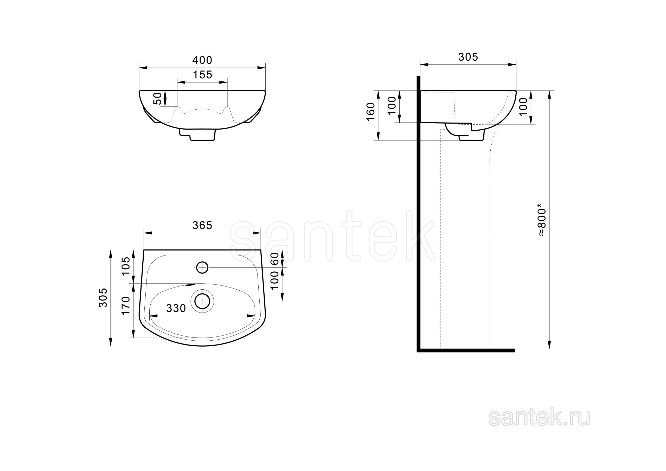 Рукомойник Santek Анимо 1WH110490 40