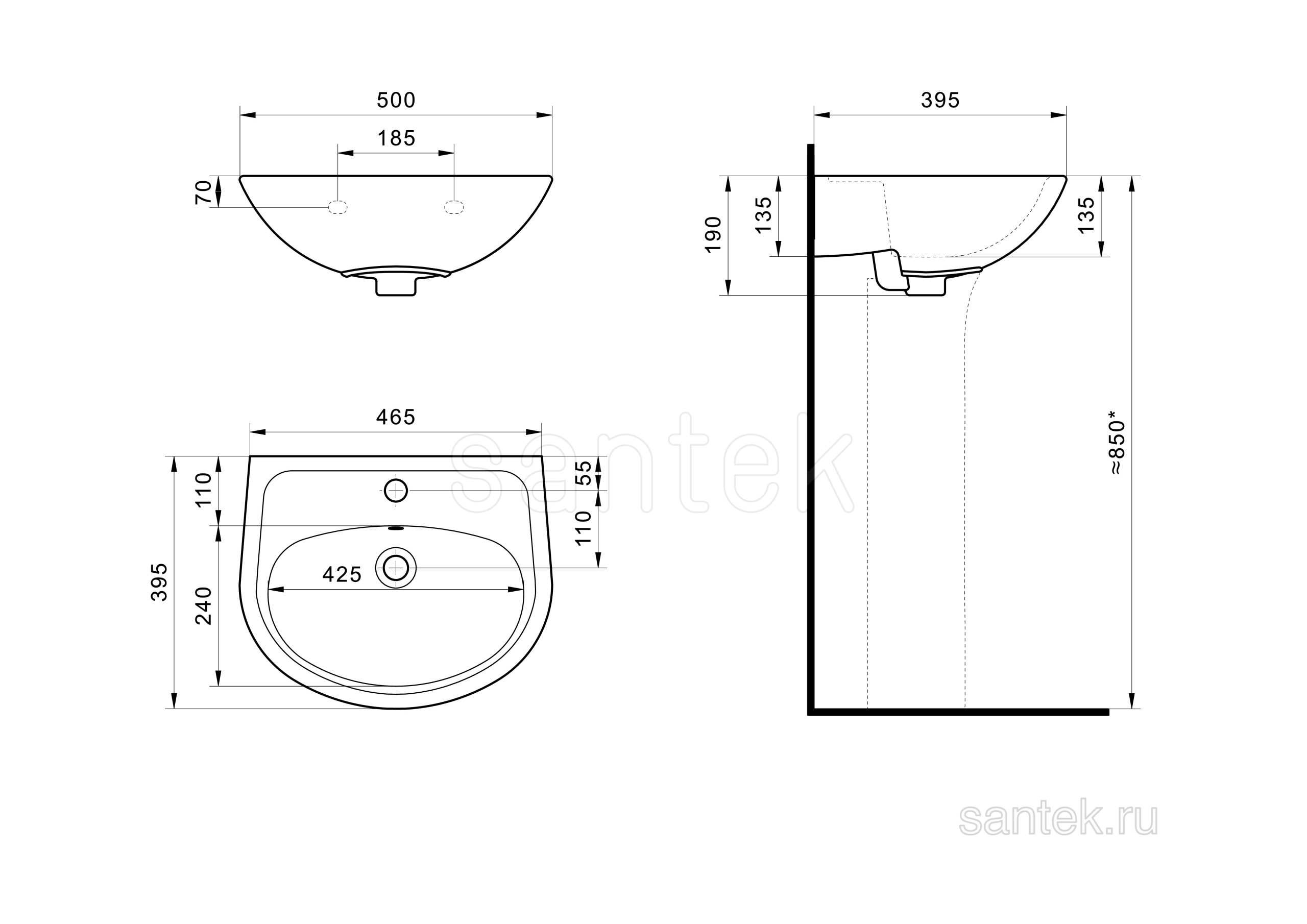 Раковина Santek Анимо 1WH110496 50