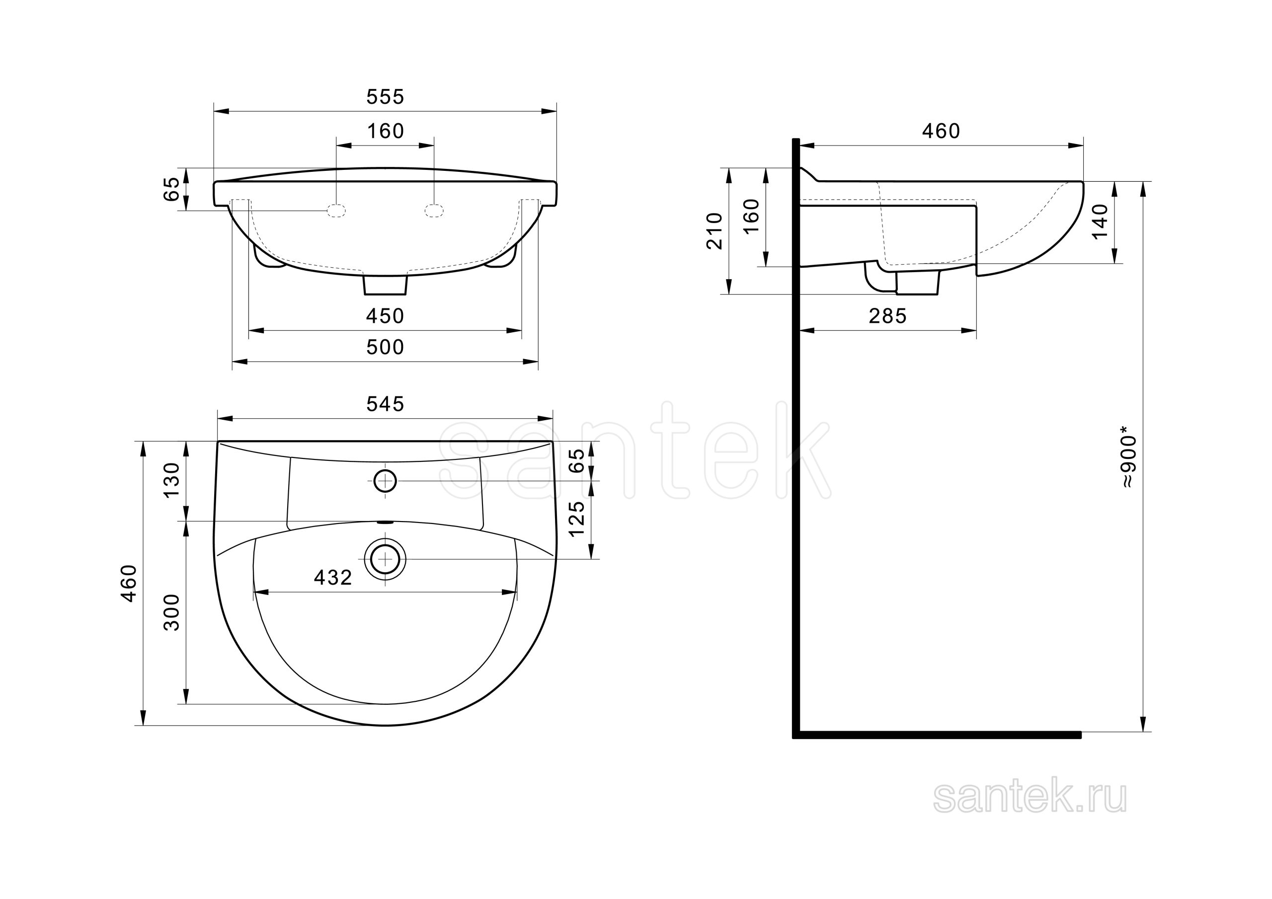 Раковина Santek Антик 1WH110186 55, белая