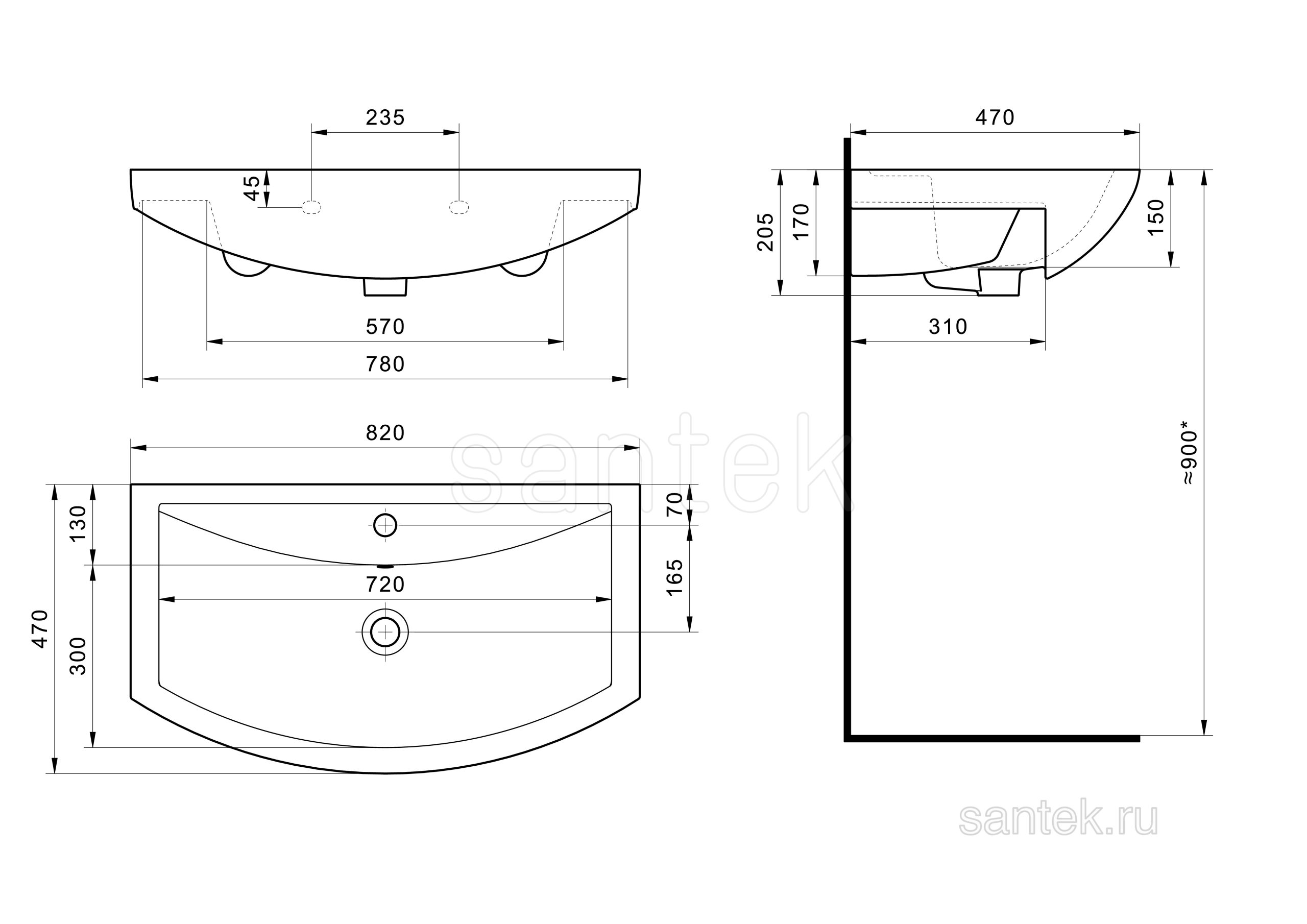 Раковина Santek Балтика 1WH501524 80