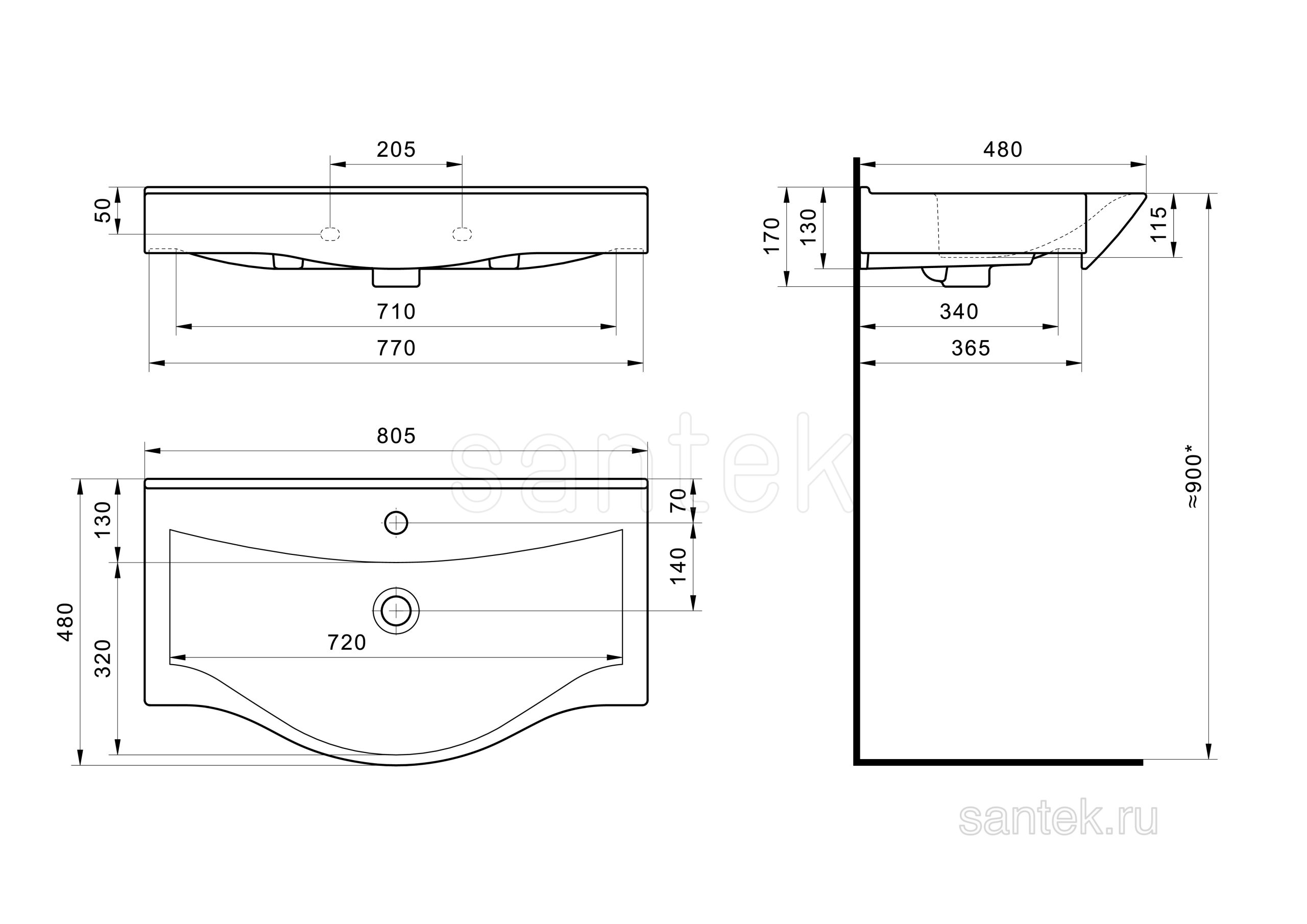 Раковина Santek Беверли 1WH302422 80