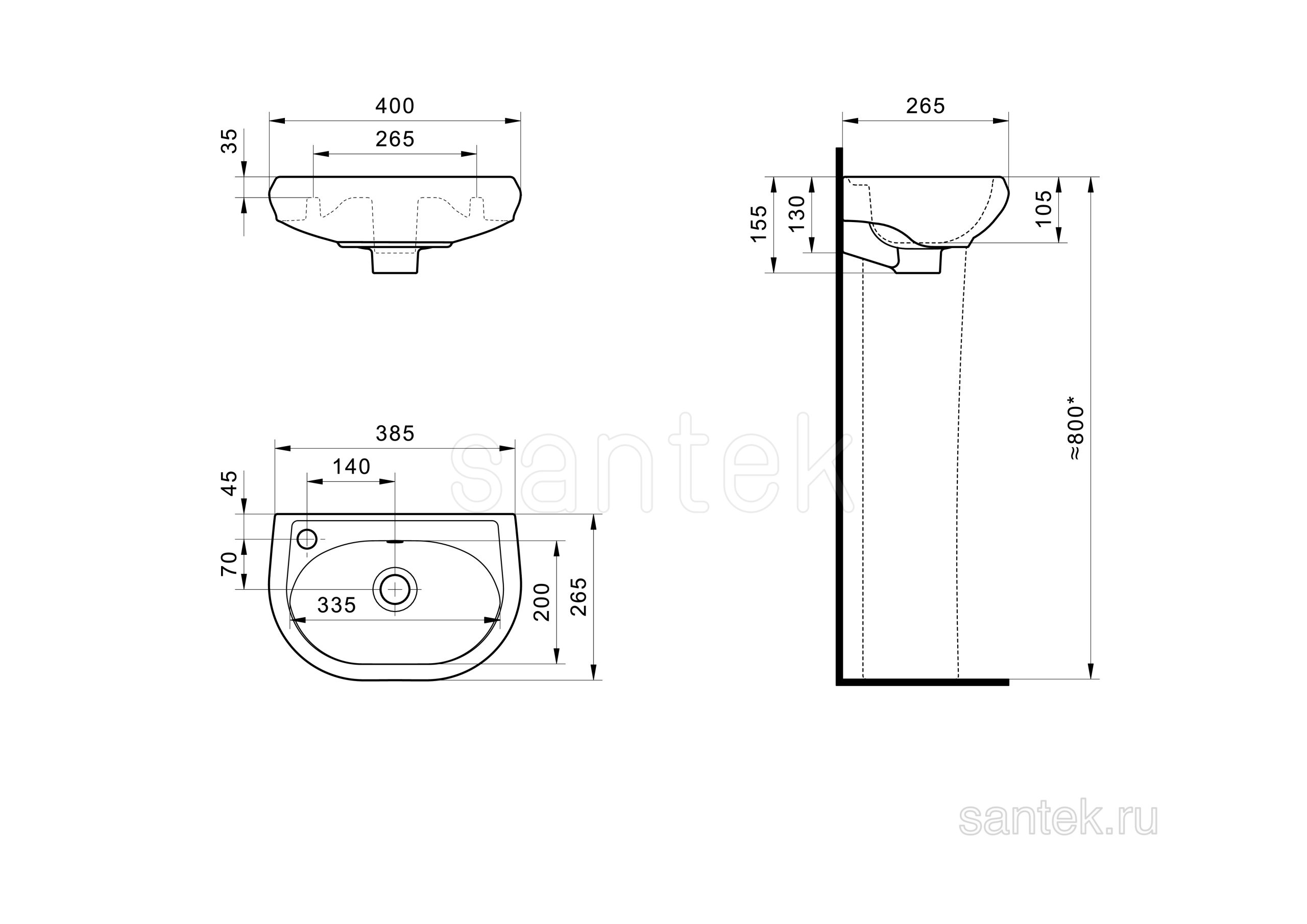 Рукомойник Santek Бриз 1WH110442 40, L