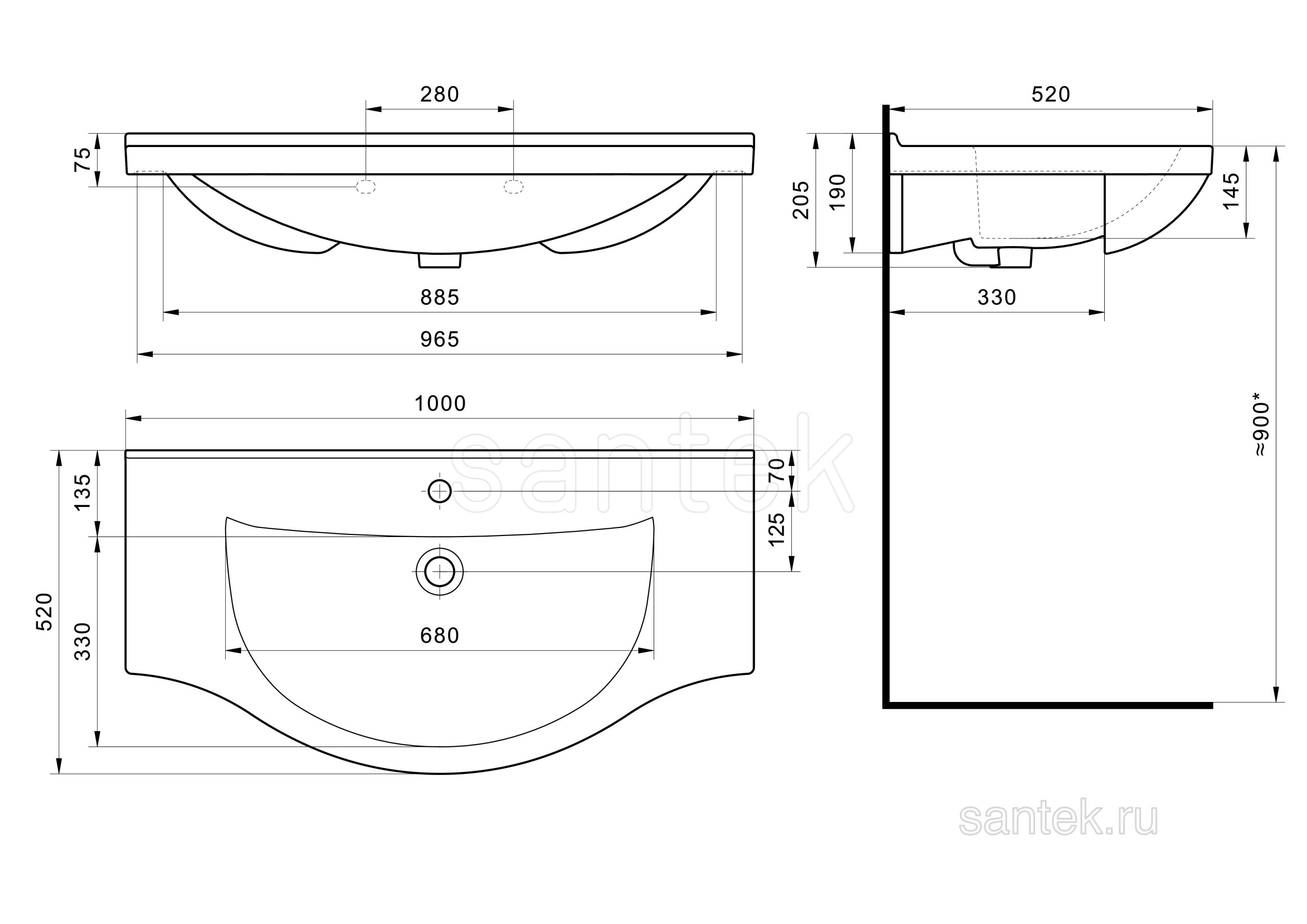 Раковина Santek Эльбрус 1WH110255 100