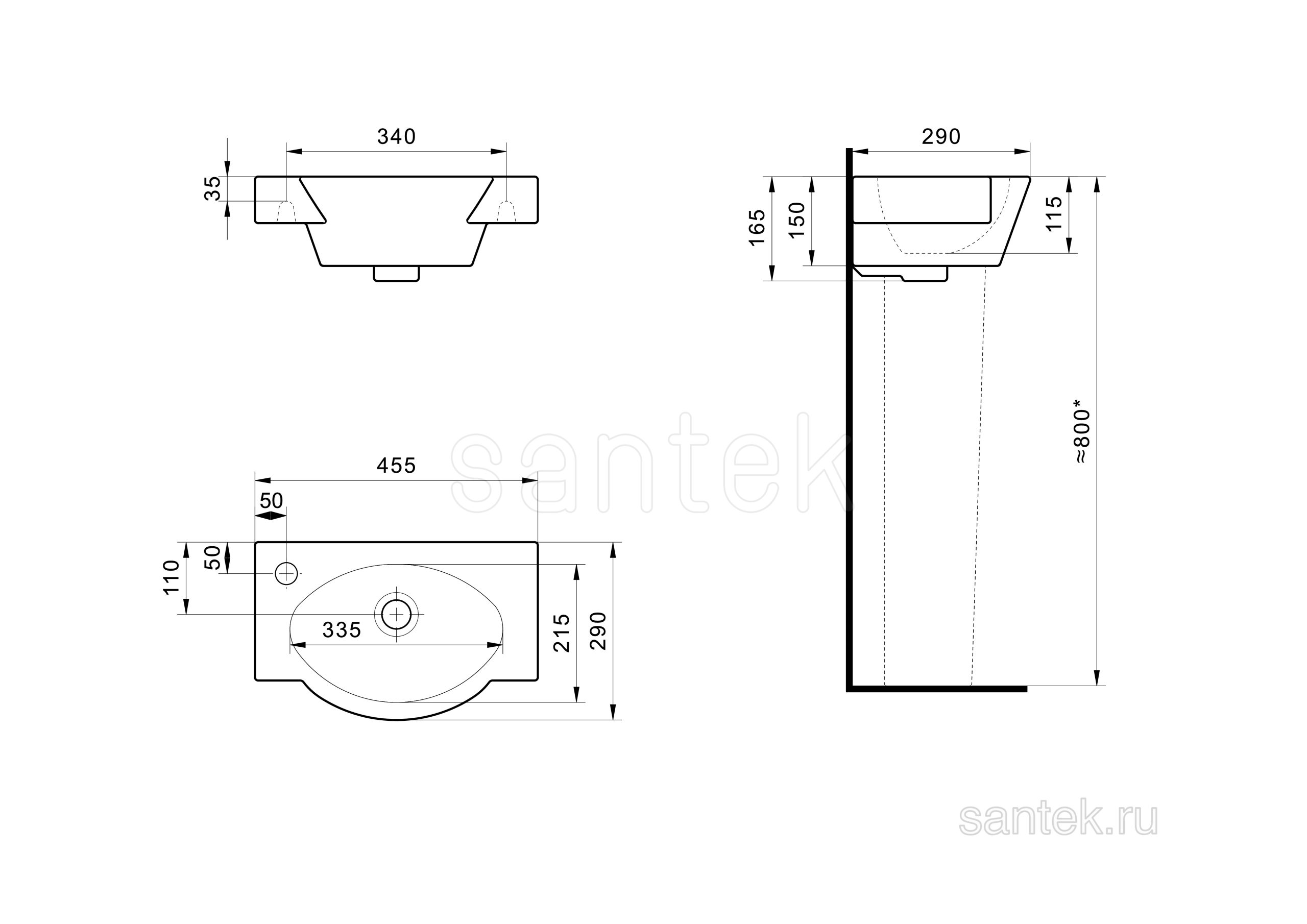 Рукомойник Santek Форум 1WH110542 45, L