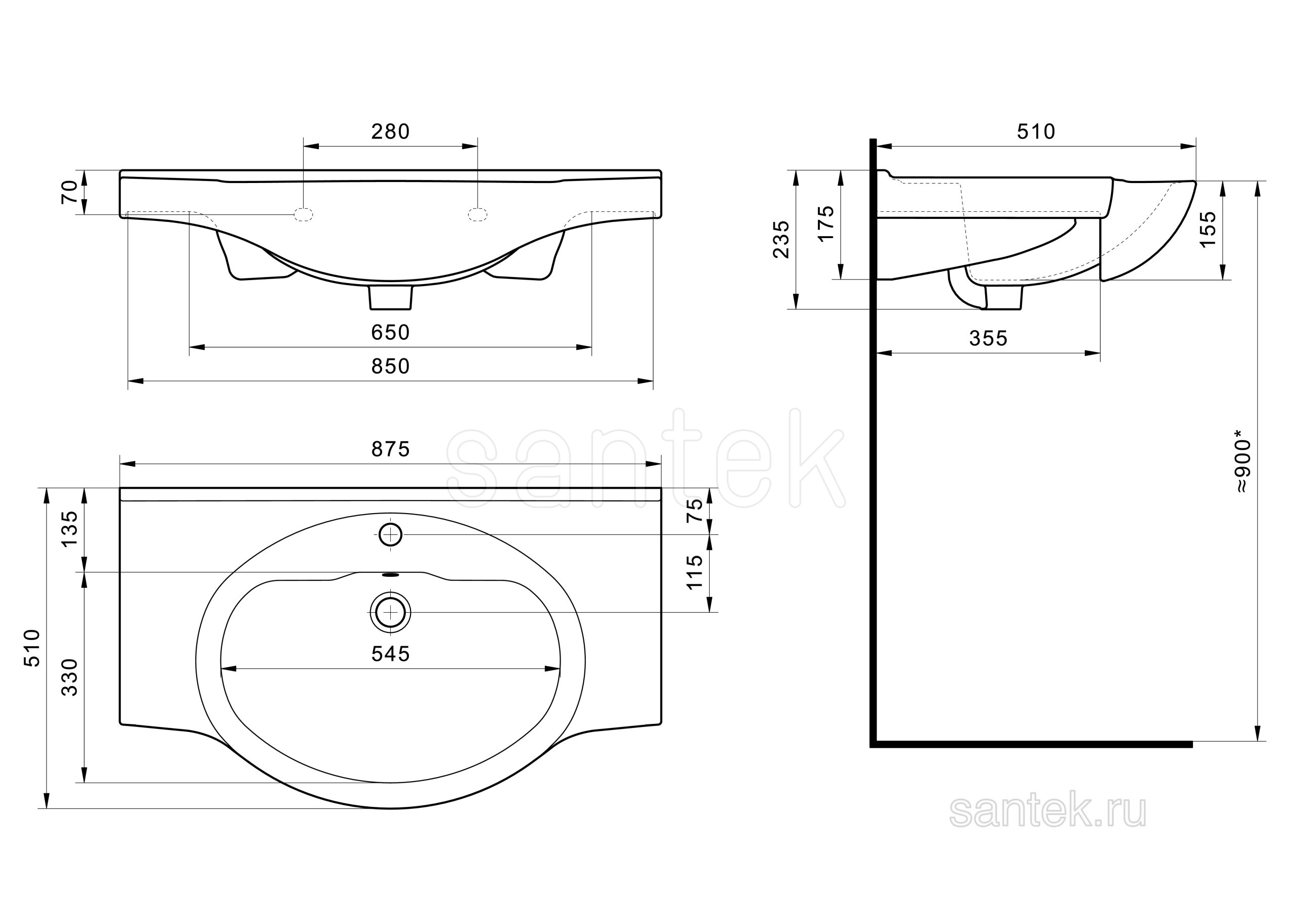 Раковина Santek Сенеж 1WH110265 87