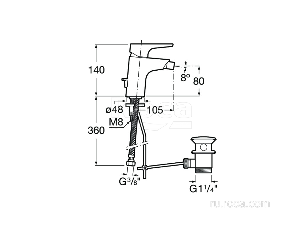 Смеситель для биде Roca Atlas 5A6090C0M