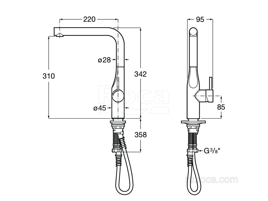 Смеситель для кухни Roca Glera 5A834DC00