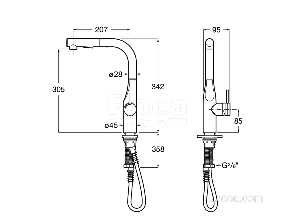 Смеситель для кухни Roca Glera 5A854DC00