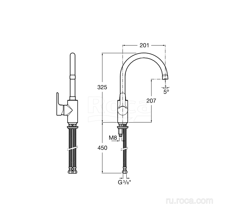 Смеситель для кухни Roca L20 5A8409C0M