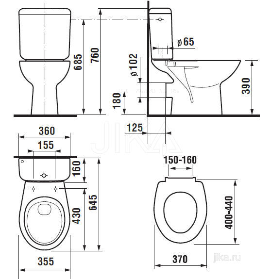 Унитаз-компакт Jika Zeta 2539.6 без крышки