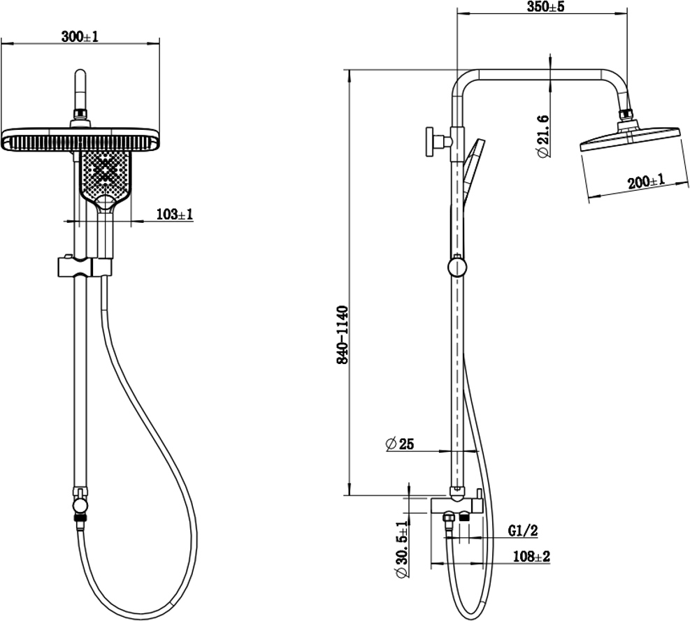 Душевая стойка STWORKI Готланд WH625-MB черная матовая