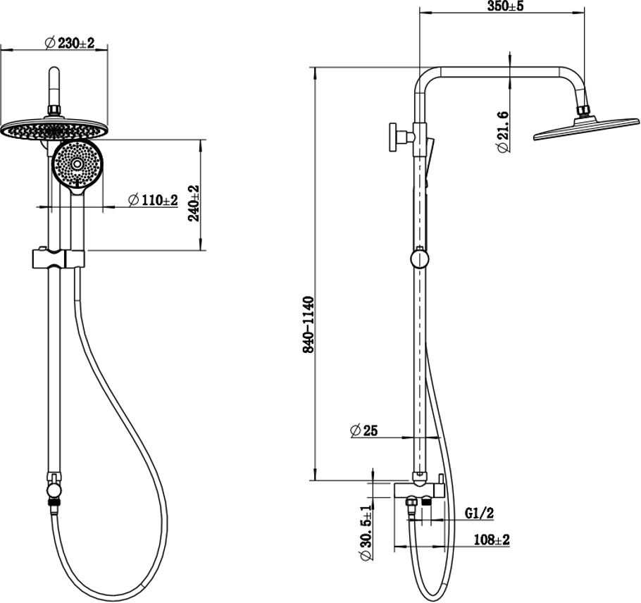 Душевая стойка STWORKI Вестфолл WH626-C хром