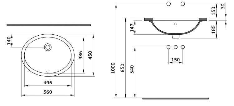 Раковина BOCCHI Parma 1384-001-0125 56 x 45 см