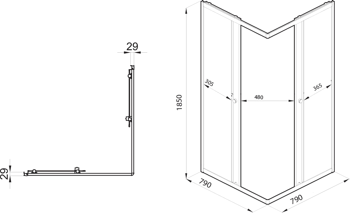 Душевой уголок DIWO Анапа 80x80, профиль хром глянец