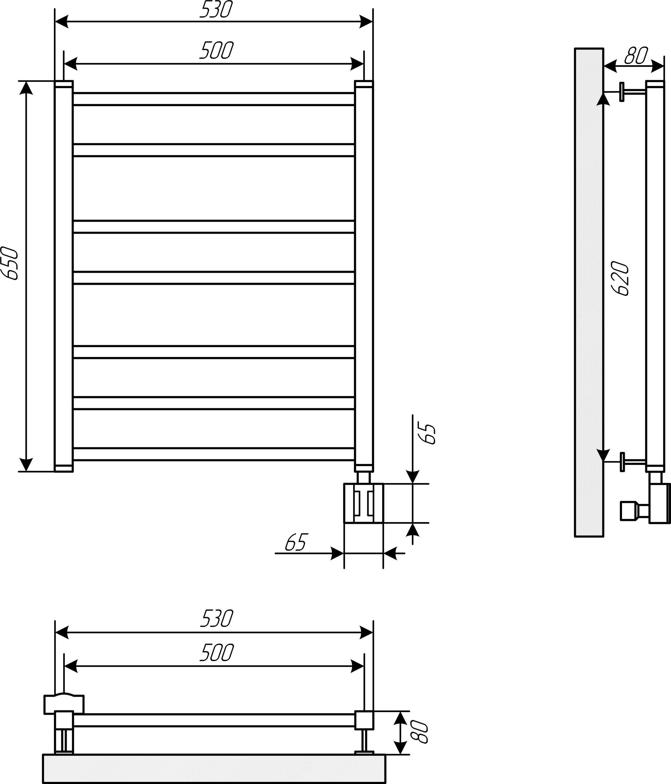 Полотенцесушитель электрический EWRIKA Кассандра Pg 60x50 R, черный матовый