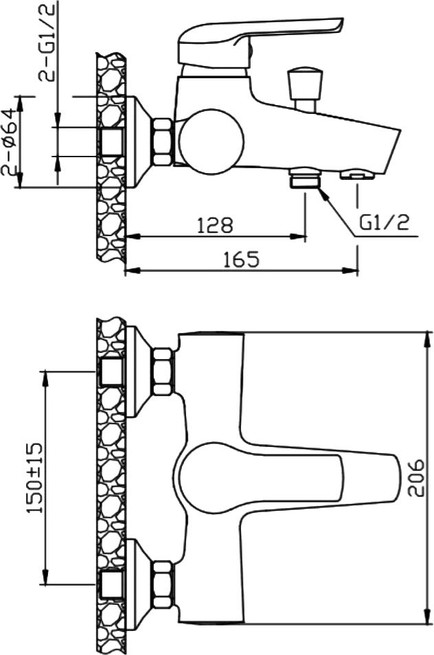 Смеситель для ванны с душем STWORKI Скаген SK-06cr