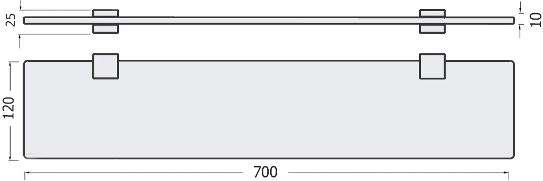 Полка STWORKI Glass Shelf 70 полкодержатели черные