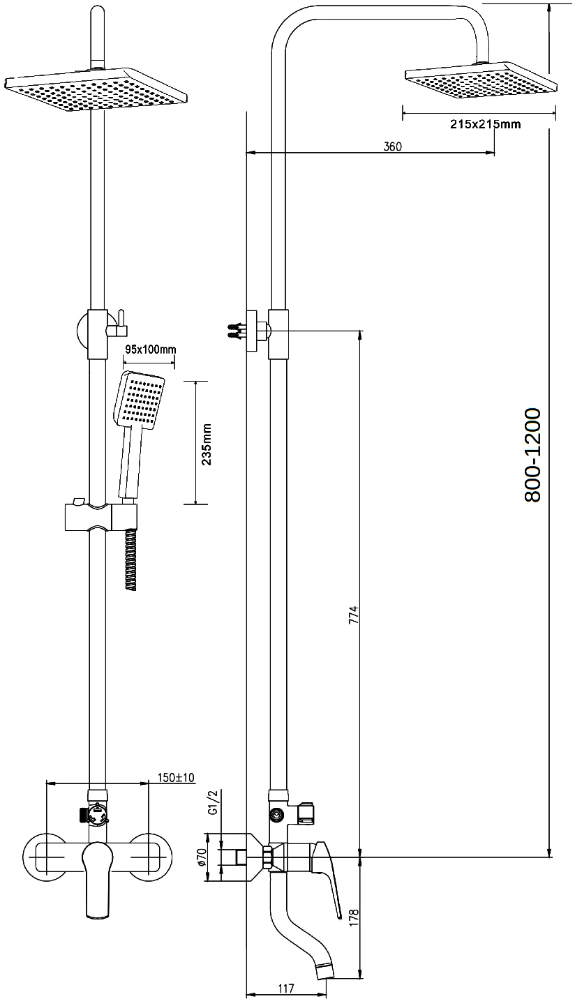 Душевая стойка STWORKI Гётеборг GE-03cr