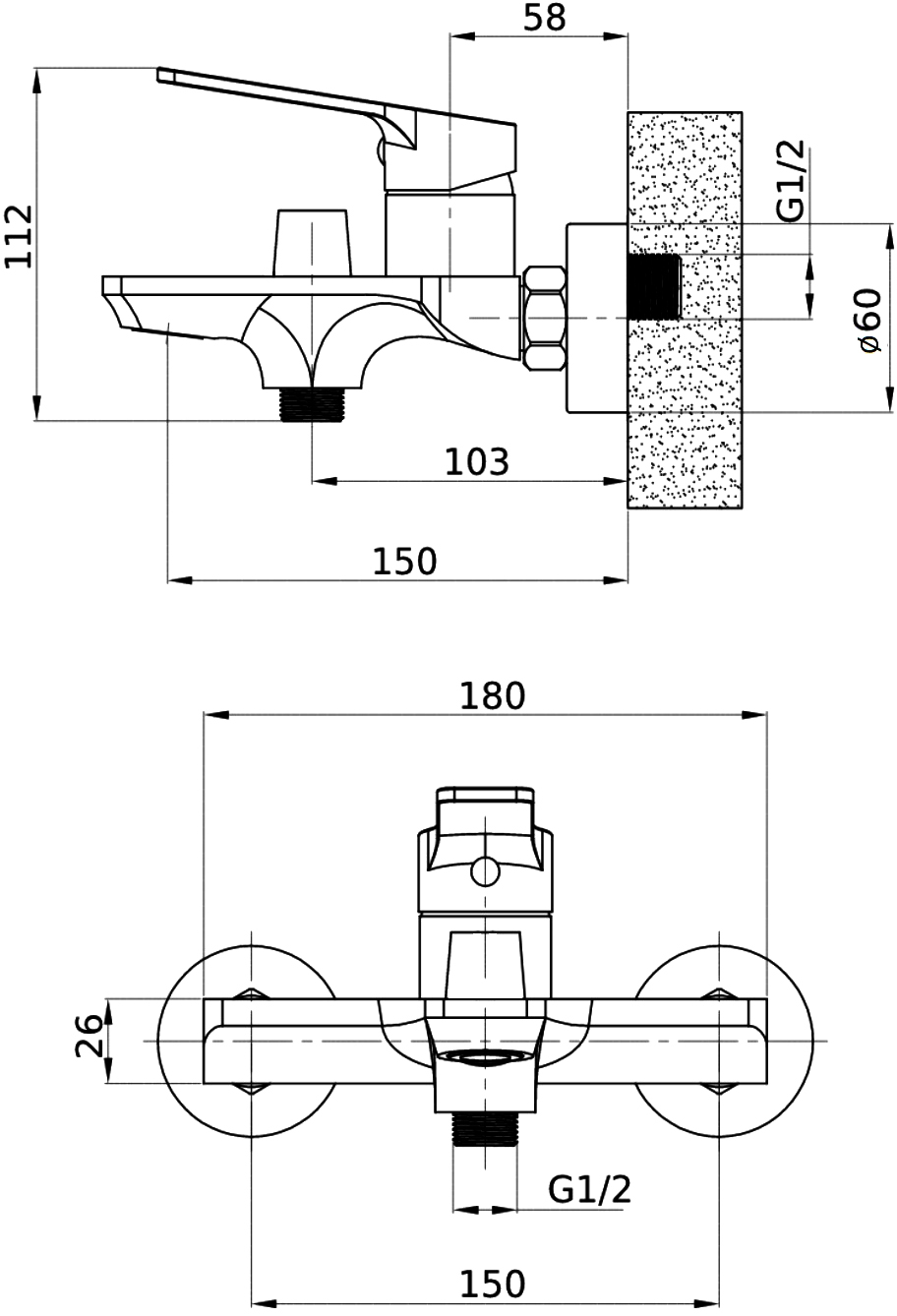 Смеситель для ванны с душем STWORKI Монтре MO-02cr