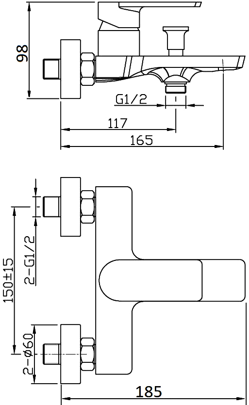 Смеситель для ванны с душем STWORKI Ольтен OLT-02cr