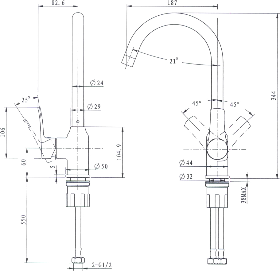 Смеситель для кухни STWORKI HWX0603-P01BK