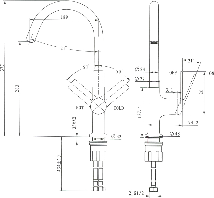 Смеситель для кухни STWORKI HDA4228XH2