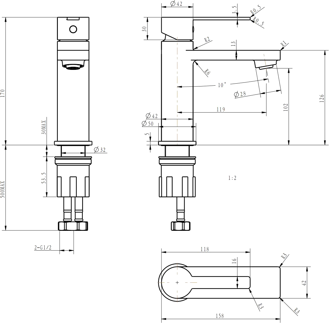 Смеситель для раковины STWORKI Рандерс HWM0501-A01BK