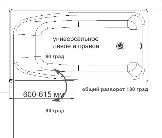 Шторка на ванну DIWO Коломна 4GW005 распашная, 60x150