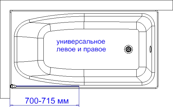 Шторка на ванну DIWO Коломна 4GW006 распашная, 70x150