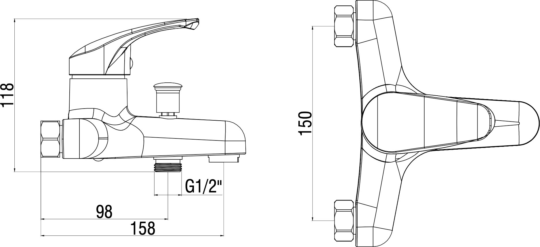 Смеситель для ванны с душем DIWO Коломна KL-06cr